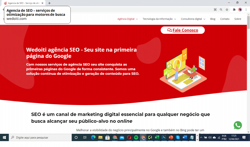 Página principal da agência SEO da Wedoiti