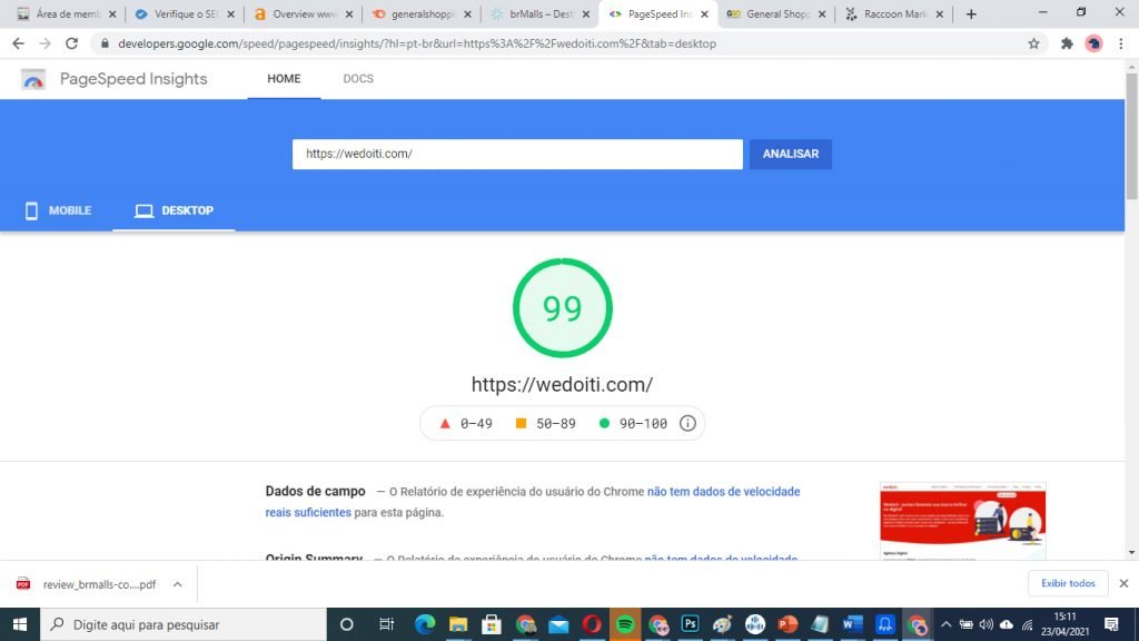 Page Speed Insights e Google Page Experience