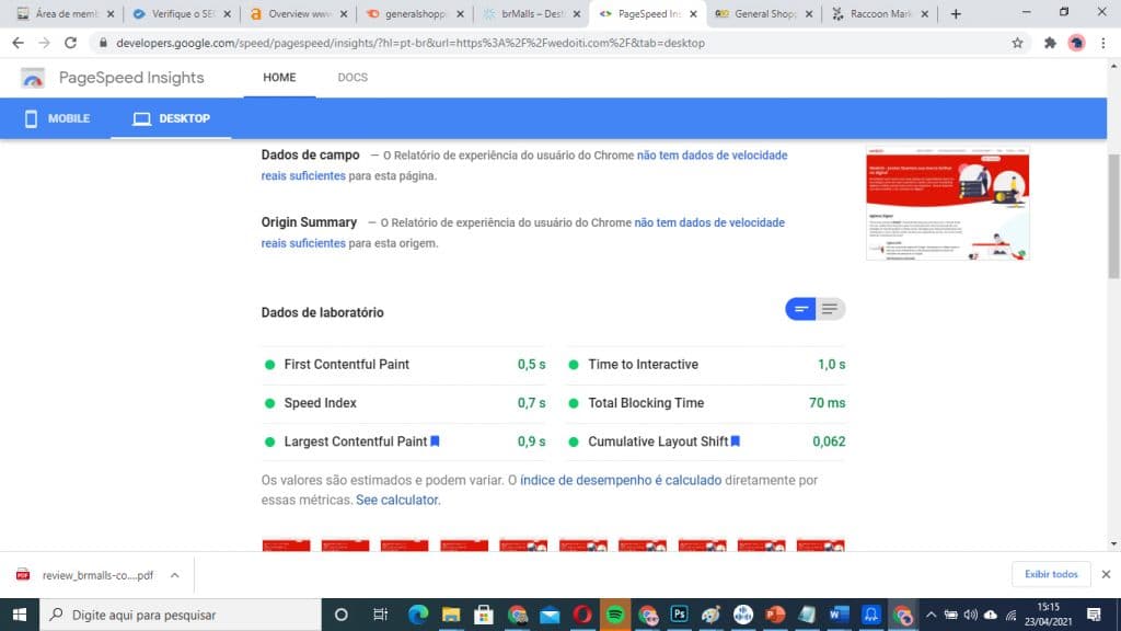 Page Speed Insights e Google Page Experience