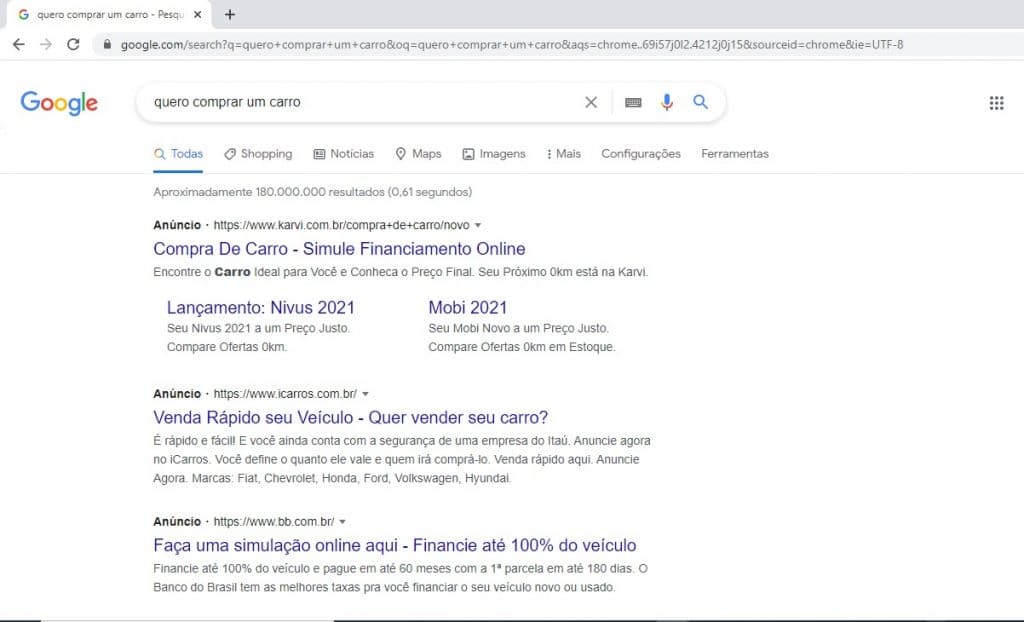 Busca de compra de carro