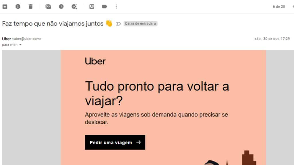 campanha de e-mail marketing do uber