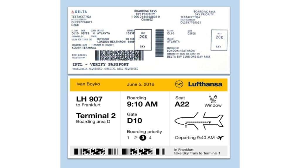 experiência do usuário - boarding pass